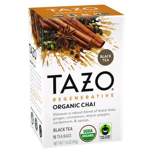 Image of Tazo® 10794522003058 Tea Bags, Organic Chai, 16/Box, 6 Boxes/Carton