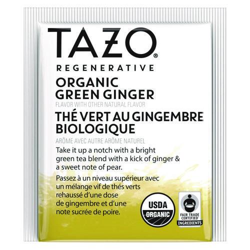 Image of Tazo® 10794522003560 Tea Bags, Organic Green Ginger, 16/Box, 6 Boxes/Carton