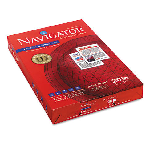 Image of Navigator® NMP1720 Premium Multipurpose Copy Paper, 97 Bright, 20 Lb Bond Weight, 11 X 17, White, 500 Sheets/ream, 5 Reams/carton
