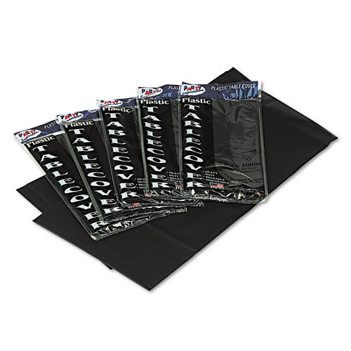 Image of Tablemate® 549-BK Table Set Rectangular Table Covers, Heavyweight Plastic, 54" X 108", Black, 6/pack