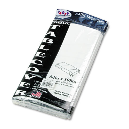 Image of Tablemate® 549WH Table Set Rectangular Table Cover, Heavyweight Plastic, 54" X 108", White, 6/pack