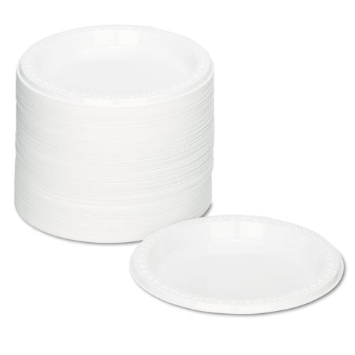 Image of Tablemate® 7644WH Plastic Dinnerware, Plates, 7" Dia, White, 125/pack
