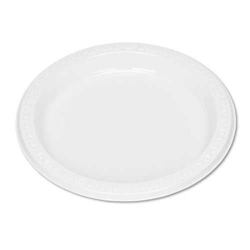 Image of Tablemate® 7644WH Plastic Dinnerware, Plates, 7" Dia, White, 125/pack