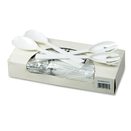 Image of Tablemate® W95PK4 Table Set Plastic Serving Forks and Spoons, 9.5", White, 48/Pack