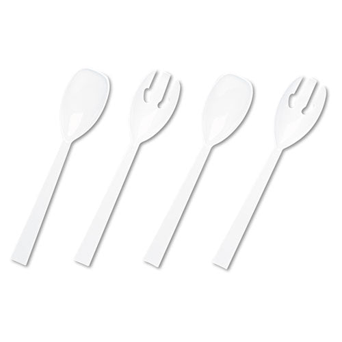 Image of Tablemate® W95PK4 Table Set Plastic Serving Forks and Spoons, 9.5", White, 48/Pack