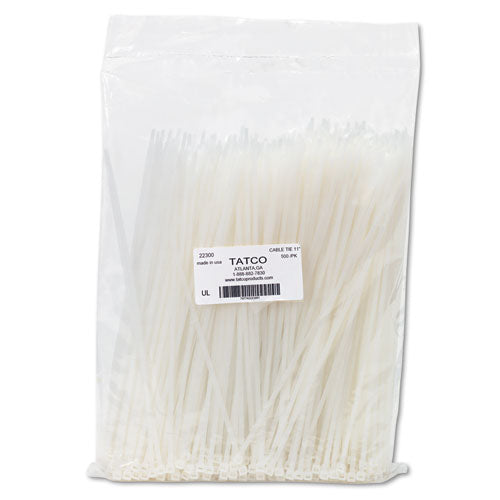 Image of Tatco 22300 Nylon Cable Ties, 11 X 0.19, 50 Lb, Natural, 500/pack