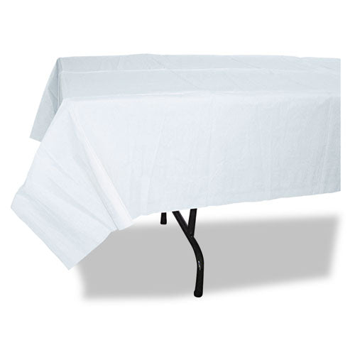Image of Tatco 31108 Paper Table Cover, Embossed Paper With Plastic Liner, 54" X 108", White, 20/carton