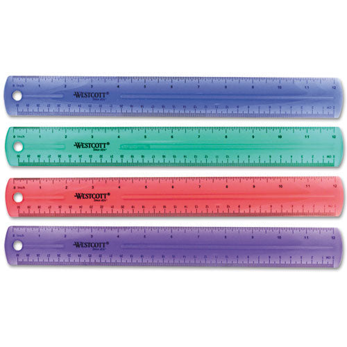 Image of Westcott® 12975 12" Jewel Colored Ruler, Standard/metric, Plastic