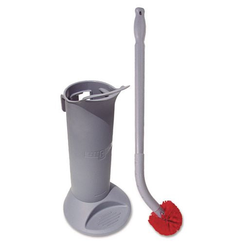 Image of Unger® BBWHR Ergo Toilet Bowl Brush Complete: Wand, Brush Holder And Two Heads, Gray