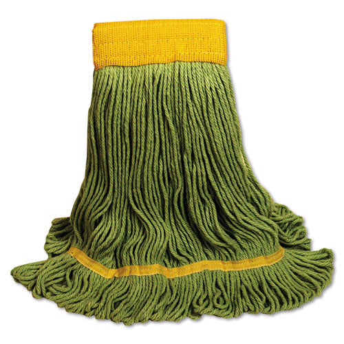 Image of Boardwalk® BWK1200LEA Ecomop Looped-End Mop Head, Recycled Fibers, Large Size, Green