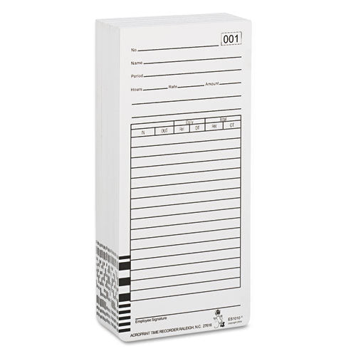 Image of Acroprint® 09-9111-000 Time Clock Cards For Acroprint Es1000, Two Sides, 3.5 X 7, 100/pack