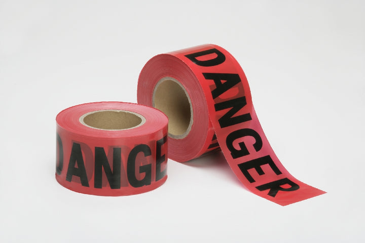 Image of SKILCRAFT® Barricade Tape, Danger, Economy Grade, 2mil thick, Red