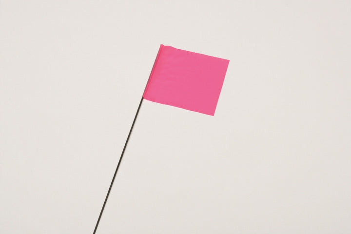 Image of SKILCRAFT® Wire Staff Marking Flags, 2-1/2" x 3-1/2", Fluorescent Pink
