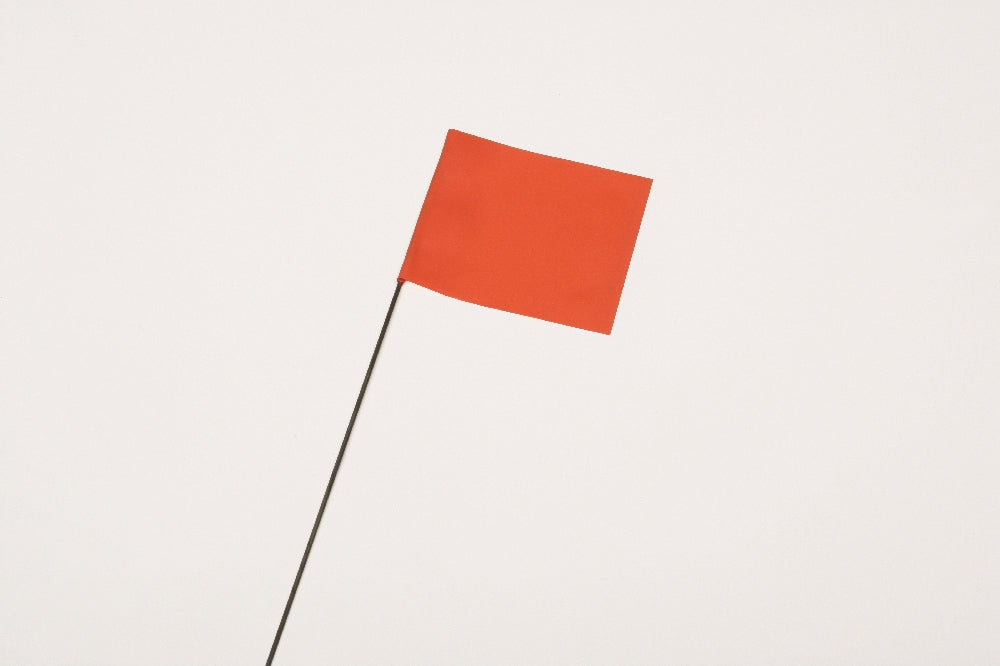 Image of SKILCRAFT® Wire Staff Marking Flags, 2-1/2" x 3-1/2", 15" Staff, Orange