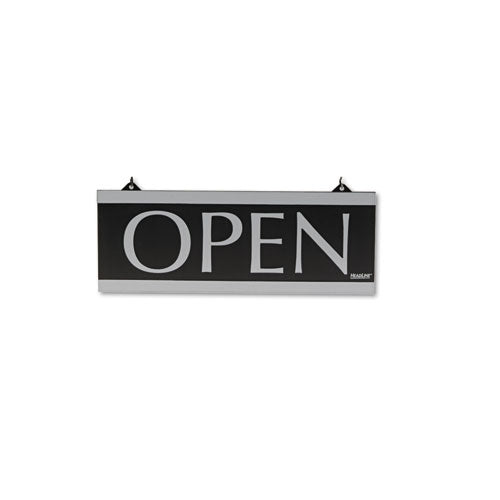 Image of Headline® Sign 4246 Century Series Reversible Open/closed Sign, W/suction Mount, 13 X 5, Black
