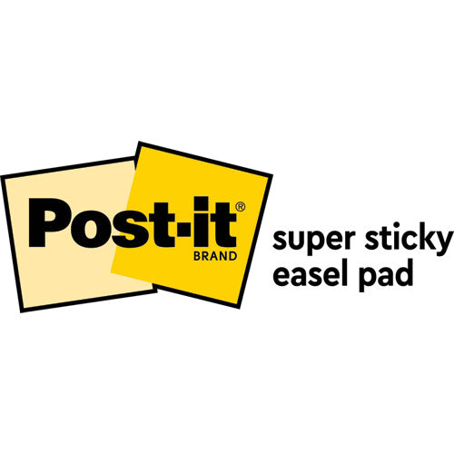 Image of Post-it® Easel Pads Super Sticky 563PRL Self-Stick Tabletop Easel Pad with Command Strips, Presentation Format (1.5" Rule), (20) White 20 x 23 Sheets