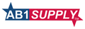 The A B 1 Supply logo. The graphic depicts a wide rectangle with star shaped ends extending up on the left and down on the right. The left side has a USA blue background with letters A B 1 in white. The right side has a USA red background with the italicized word supply in white.