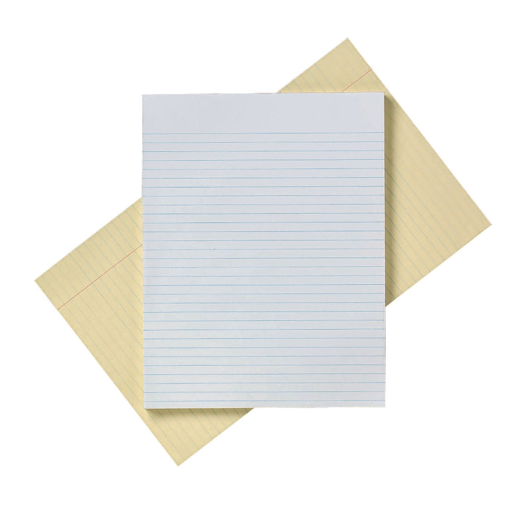 Image of SKILCRAFT® Writing Paper Pad, Glue Bound Top, Legal Rule, 100 Sheets, Letter 8-1/2" x 11-3/4" - No Margin, Canary
