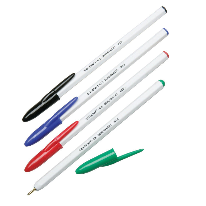 Image of SKILCRAFT® Stick Pen, Hexagonal Barrel, Black Ink, Fine Point, Case of 12 Dozen
