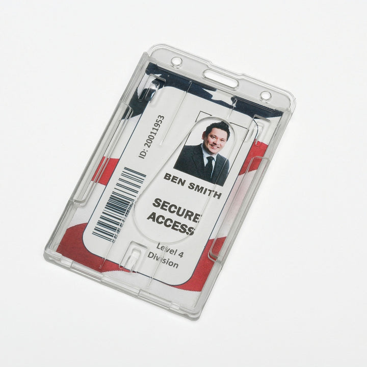 Image of SKILCRAFT® Dual Card ID Holder, Vertical, Top Load, Clear, 24/Package, Case of 4 Packages of 24