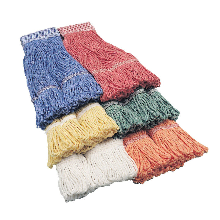 Image of SKILCRAFT® Inhibitor™ Inhibitor Anti-Microbial Looped-End Wet Mop Head, 20 oz, Red, Box of 12