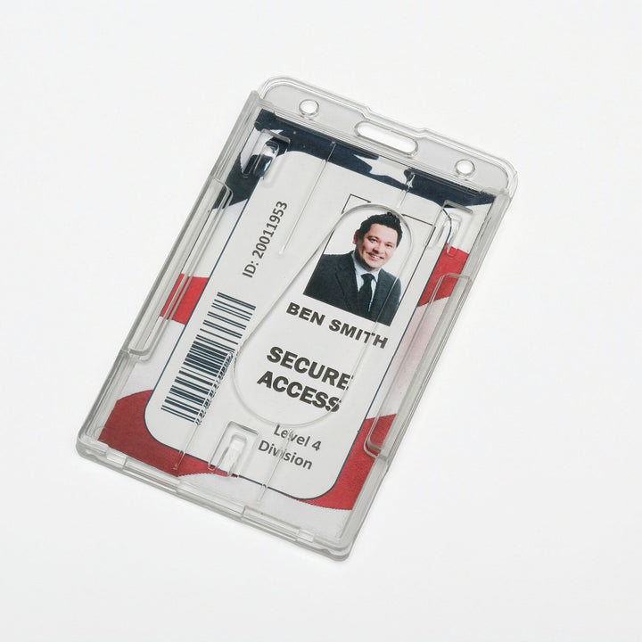 Image of SKILCRAFT® Dual Card ID Holder, Vertical, Top Load, Clear