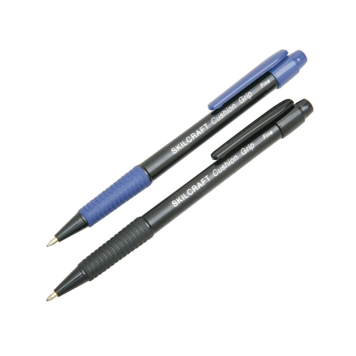 Image of SKILCRAFT® Cushion Grip Retractable Pen, Blue Ink, Medium Point, Case of 12 Dozen