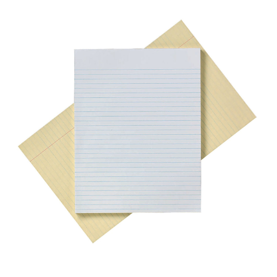 Image of SKILCRAFT® Writing Paper Pad, Glue Bound Top, Legal Rule, 100 Sheets, Letter 8-1/2" x 11-3/4" - No Margin, Canary, Case of 6 Dozen